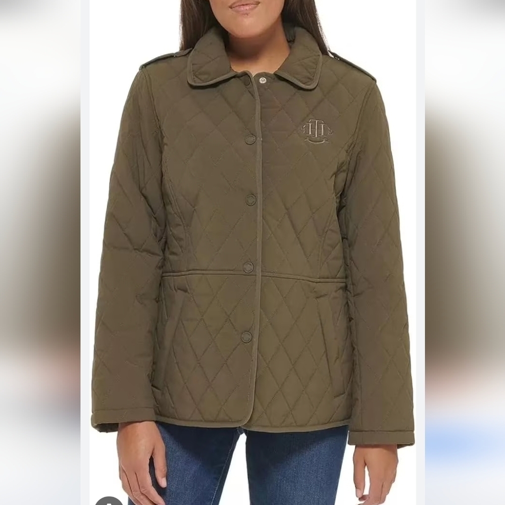 Tommy Hilfiger Ladies' Quilted Green Military Jacket Sz L